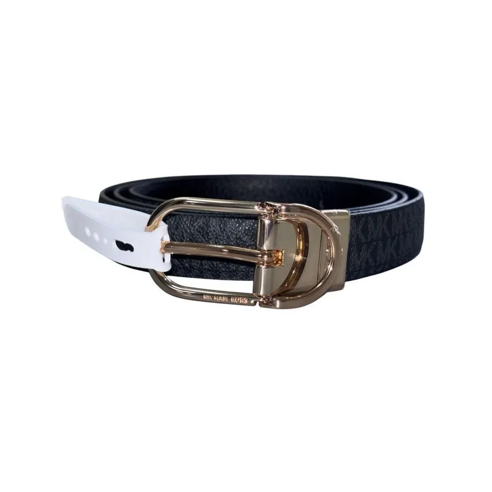 Michael Kors twist Reversible leather Belt black logo XXL new